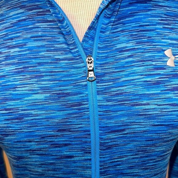Under Armour Blue Fitted Long Sleeve Zippered Sweatshirt Size Small - Picture 7 of 11